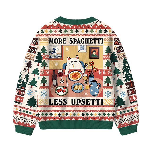Uglysweatershops More Spaghetti Less Upsetti Kids Ugly Cardigan Sweater