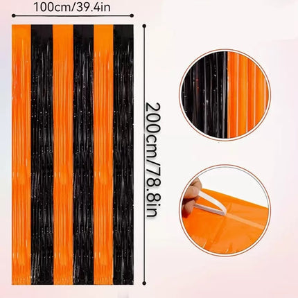 Uglysweatershops Halloween Theme Color Block Sequin Rain Curtain