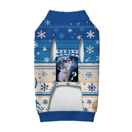 Uglysweatershops Huh Cat Funny Dank Meme Moon Dog & Cat Pet Sweater