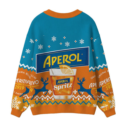 Uglysweatershops Orange Beer Ugly Cardigan Sweater