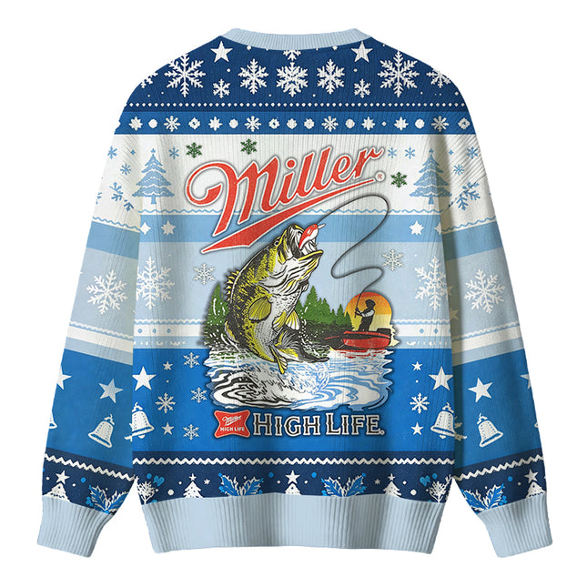Uglysweatershops High Life Bass Fishing Christmas Ugly Sweater