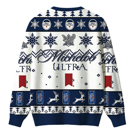 Uglysweatershops Blue White Snowflake Deer Christmas Ugly Sweater