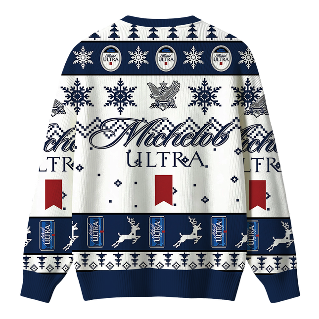 Uglysweatershops Blue White Snowflake Deer Christmas Ugly Sweater