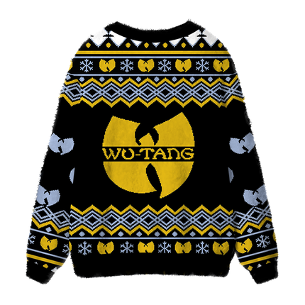 Uglysweatershops Snowflakes Yellow Black Fuzzy Ugly Cardigan Sweatshirt