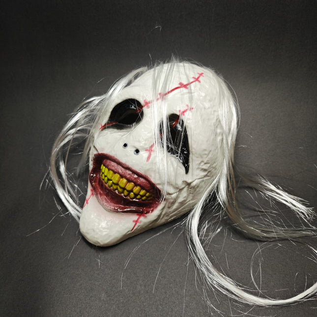 Uglysweatershops Horror Bloody Scar White Hair Clown Mask