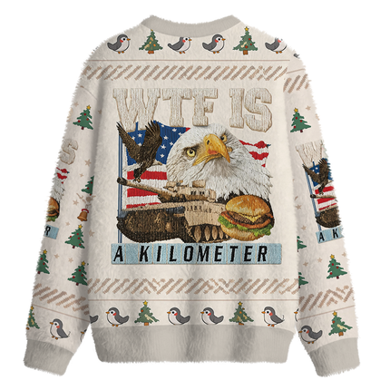 Uglysweatershops WTF Is A Kilometer Meme Fuzzy Christmas Ugly Sweatshirt