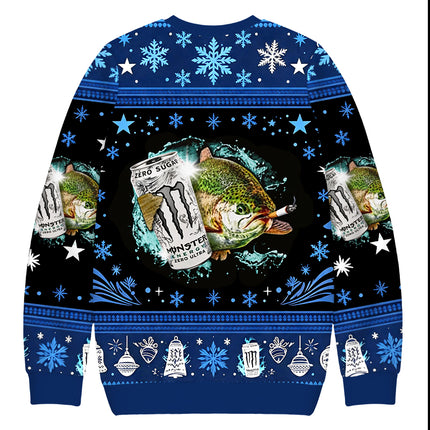 Uglysweatershops Retro Trout Fishing Christmas Ugly Sweatshirt