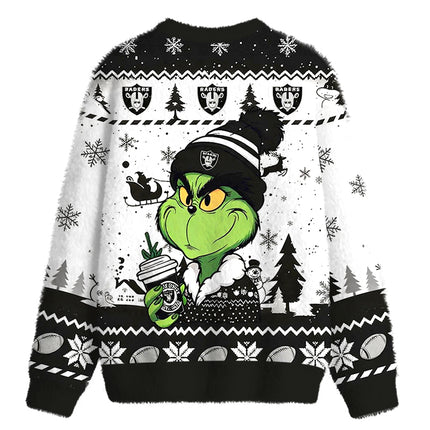 Uglysweatershops Holding Coffee Fuzzy Christmas Ugly Sweatshirt