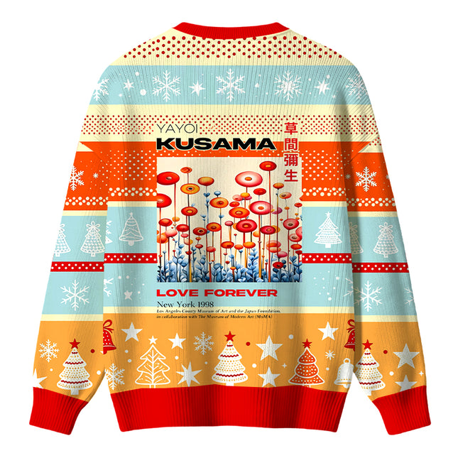 Uglysweatershops Surreal Polka?Dot Flower Field Christmas Ugly Sweater
