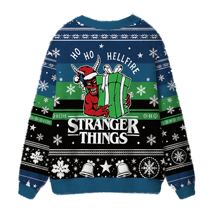Uglysweatershops Dark Christmas Demon Fuzzy Ugly Cardigan Sweatshirt