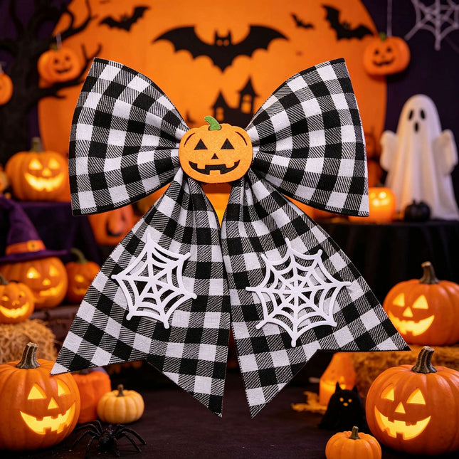 Uglysweatershops Halloween Plush Fabric Big Bow Pendant Decoration