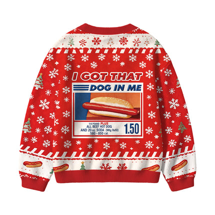Uglysweatershops I Got That Dog In Me Red Kids Ugly Cardigan Sweater