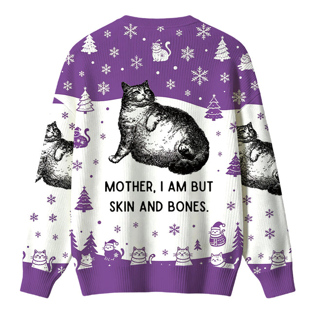 Uglysweatershops Skin & Bones Cat Christmas Ugly Sweater