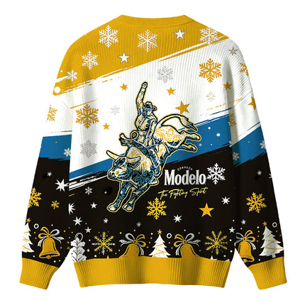 Uglysweatershops Western Rodeo Fighting Christmas Ugly Sweater