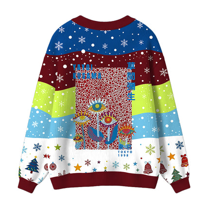 Uglysweatershops Dotted Eyes Ugly Cardigan Sweater