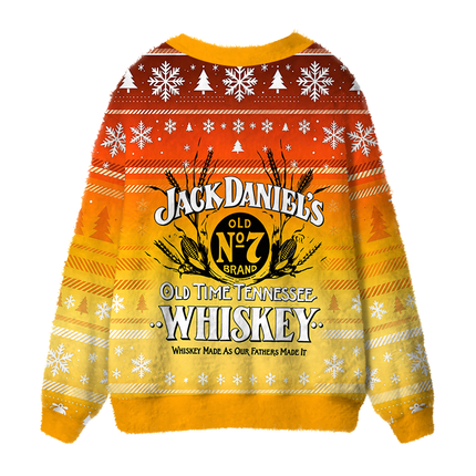 Uglysweatershops Classic American Whiskey Vintage Fuzzy Ugly Cardigan Sweatshirt