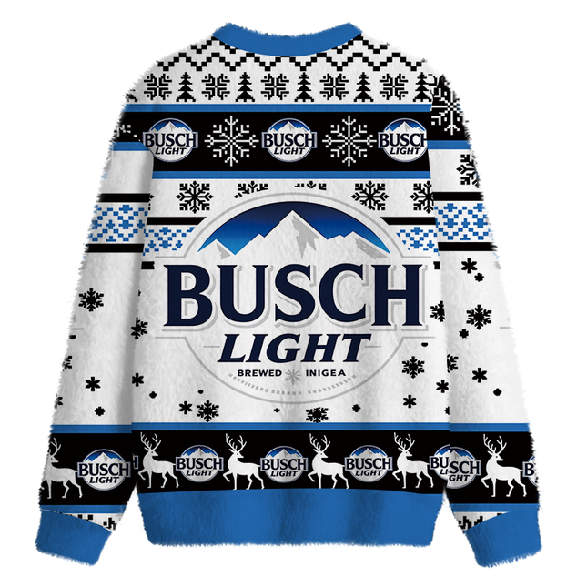 Uglysweatershops Busch Vintage Fuzzy Christmas Ugly Sweatshirt
