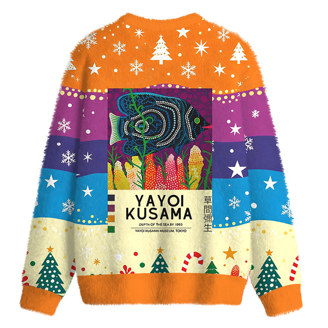 Uglysweatershops Tropical Fish Fuzzy Christmas Ugly Sweatshirt