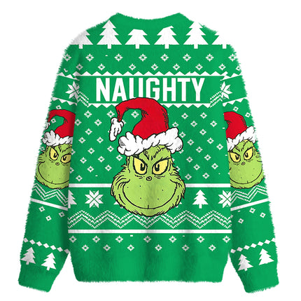 Uglysweatershops Naughty Holiday Fuzzy Christmas Ugly Sweatshirt