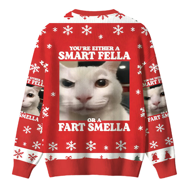 Uglysweatershops You're Either a Smart Fella Christmas Ugly Sweater