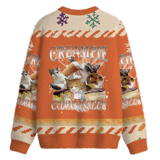 Uglysweatershops Creampie Connoisseur Meme Fuzzy Christmas Ugly Sweatshirt