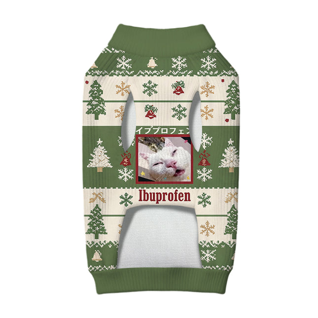 Uglysweatershops Green Ibuprofen Meme Cat Dog & Cat Pet Sweater