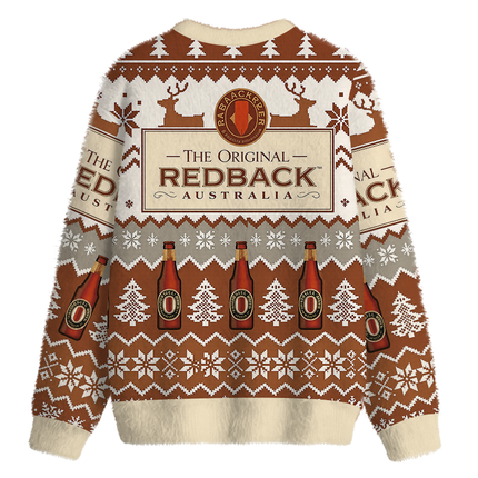 Uglysweatershops Brown Wine Fuzzy Christmas Ugly Sweatshirt