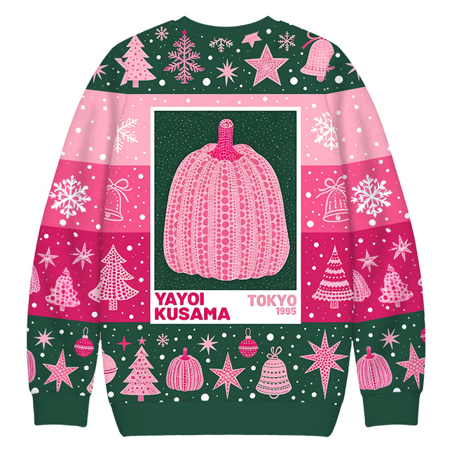 Uglysweatershops Art Pink Pumpkin Christmas Ugly Sweatshirt