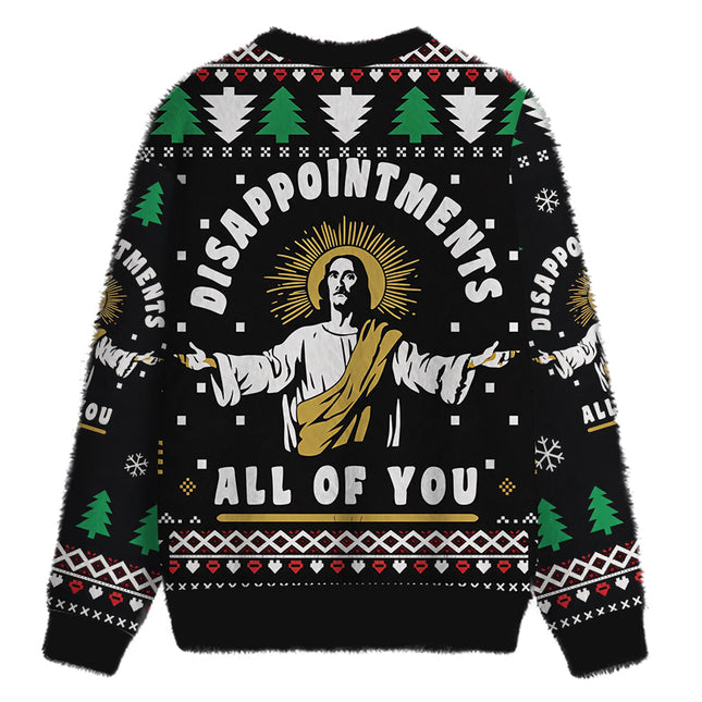 Uglysweatershops Funny Jesus Fuzzy Christmas Ugly Sweatshirt