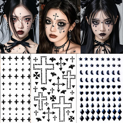 Uglysweatershops 2-piece Halloween Rhinestone Face Stickers