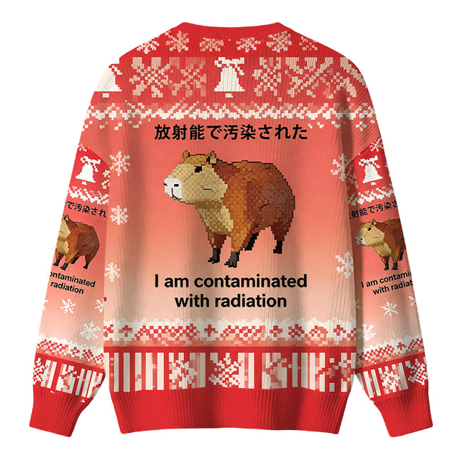 Uglysweatershops Capybara Contaminated By Radiation Christmas Ugly Sweater