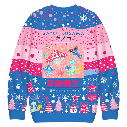 Uglysweatershops Art Pink Mushroom Vintage Christmas Ugly Sweatshirt