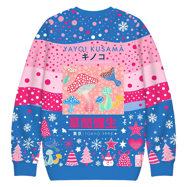 Uglysweatershops Art Pink Mushroom Vintage Christmas Ugly Sweatshirt
