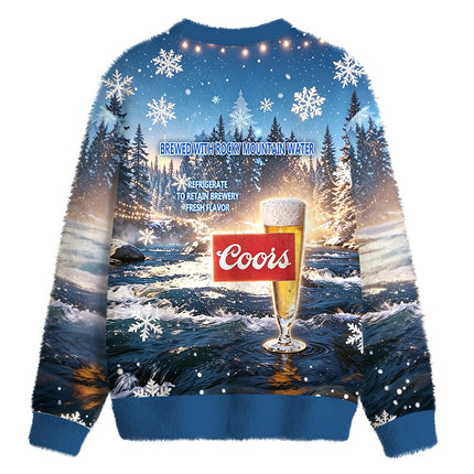 Uglysweatershops Rocky Mountain Water Fuzzy Christmas Ugly Sweatshirt