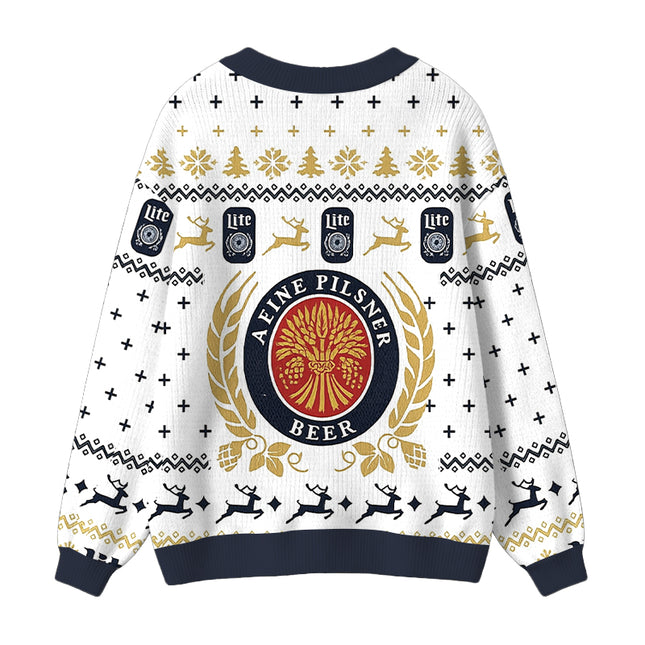 Uglysweatershops White Lite Ugly Cardigan Sweater