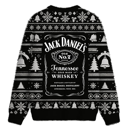 Uglysweatershops Vintage Distillery Label Aesthetic Fuzzy Christmas Ugly Sweatshirt