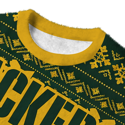 Uglysweatershops Green Bay Packers Fuzzy Christmas Ugly Sweatshirt