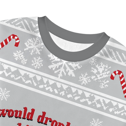 Uglysweatershops I Would Dropkcik A Child White Christmas Ugly Sweatshirt