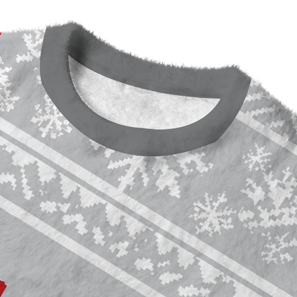 Uglysweatershops I Would Dropkcik A Child White Fuzzy Christmas Ugly Sweatshirt