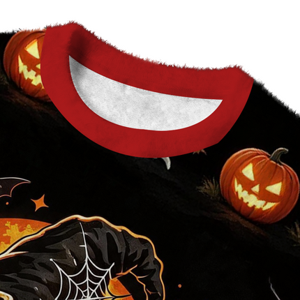 Uglysweatershops Witch Hat Red Fuzzy Christmas Ugly Sweatshirt