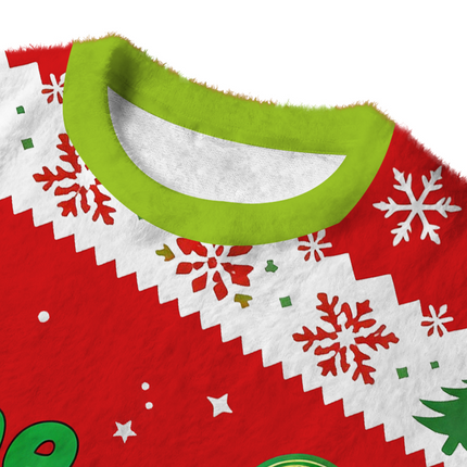Uglysweatershops Green Funny Fuzzy Christmas Ugly Sweatshirt
