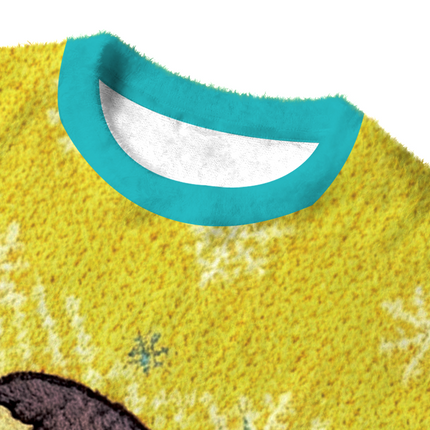 Uglysweatershops Girl Eating Lollipop Fuzzy Christmas Ugly Sweatshirt