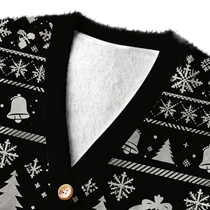 Uglysweatershops Vintage Distillery Label Aesthetic Fuzzy Ugly Cardigan Sweatshirt