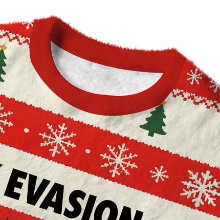 Uglysweatershops Red Tux Evasion Funny Fuzzy Christmas Ugly Sweatshirt