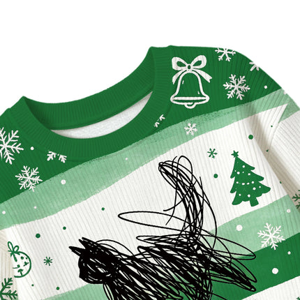 Uglysweatershops Minimalist Cat Art Kids Ugly Sweater