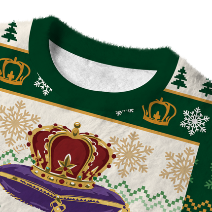 Uglysweatershops Snowflake Deer Fuzzy Christmas Ugly Sweatshirt