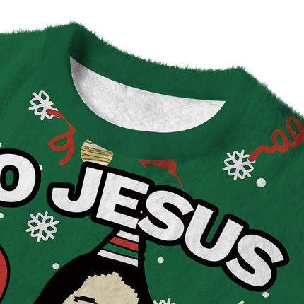 Uglysweatershops Go Jesus It's Your Birthday Funny Fuzzy Christmas Ugly Sweatshirt