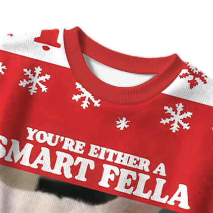 Uglysweatershops You're Either a Smart Fella Christmas Ugly Sweater
