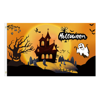 Uglysweatershops Halloween Ghostly Atmosphere Colorful Flag Background Cloth