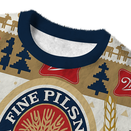 Uglysweatershops Fine Beer Fuzzy Christmas Ugly Sweatshirt